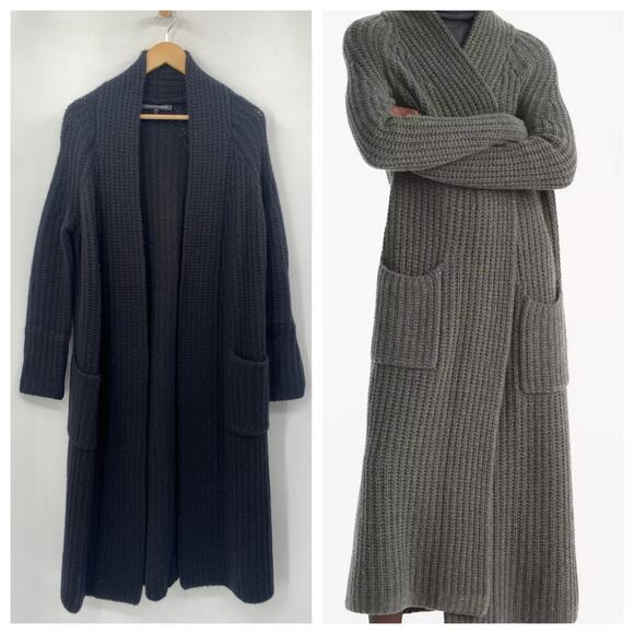 Naked Cashmere Freya Black Ribbed Long Cardigan Duster - Picture 1 of 6